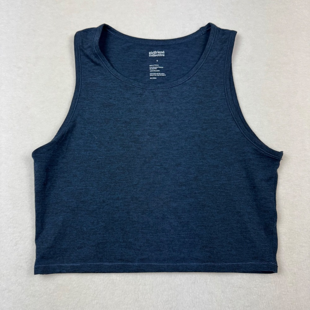 Girlfriend Collective Heather Navy Crop Tank Top Women's‎ Small Recycled Fabric